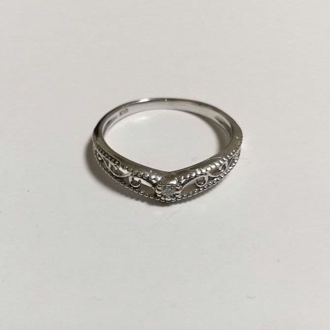 【JEWELRY TSUTSUMI】K10 WG ダイヤモンドピンキーリング