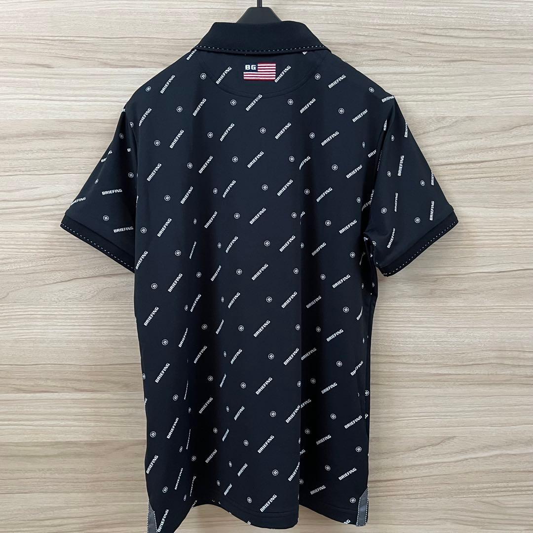 新品★23,100 黒M BRIEFINGゴルフ ロゴ総柄ポロシャツ レディース