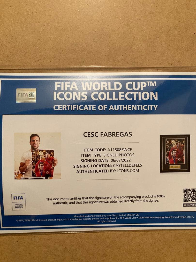 Cesc Fàbregas サイン入り写真 フレーム付き