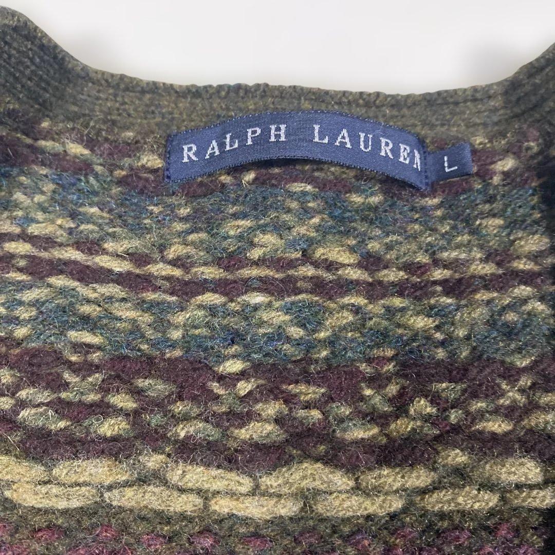 ラルフローレン ニットベスト フェアアイル　オリーブグリーン　カシミヤ混
