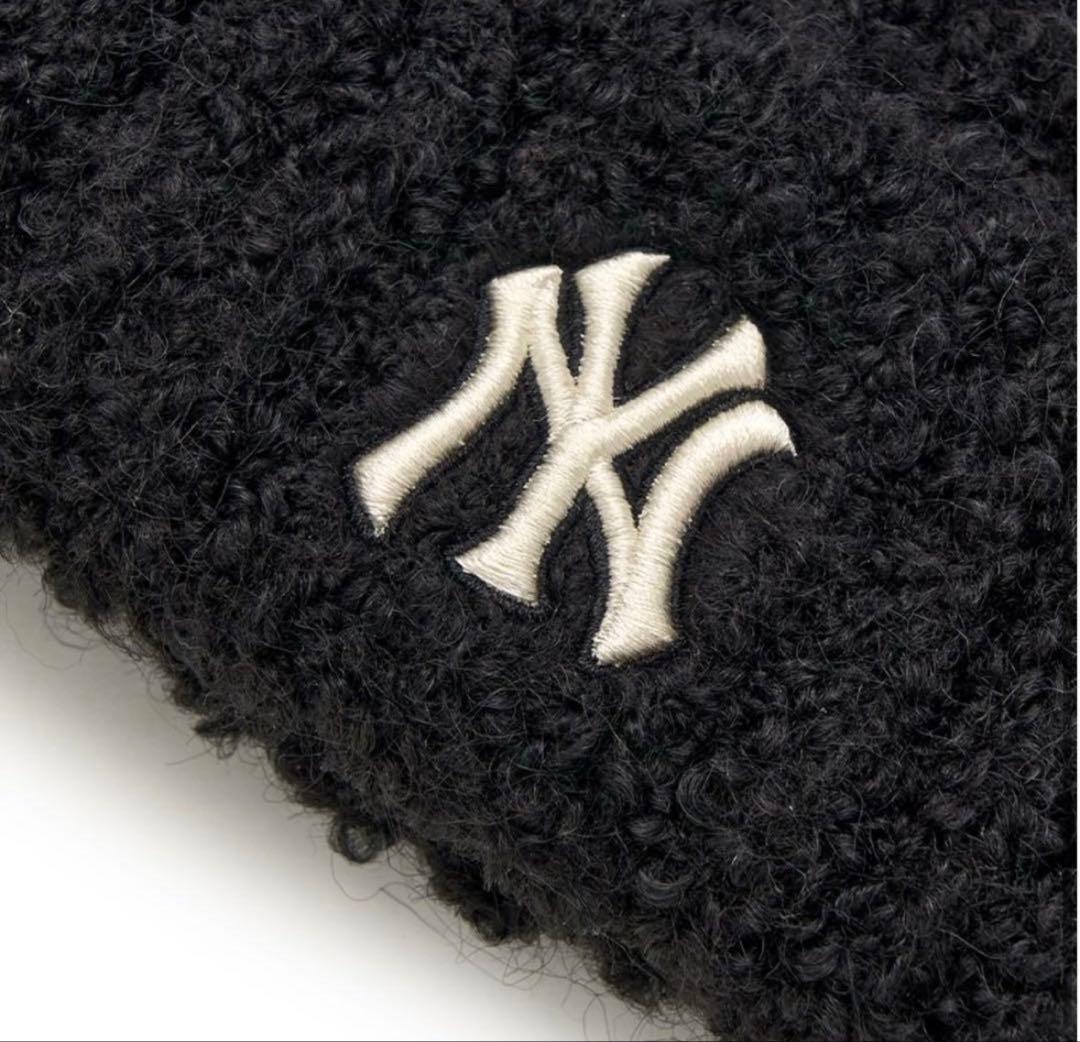 韓国限定　MLBkoreaニット帽 ブラック　ネコ耳