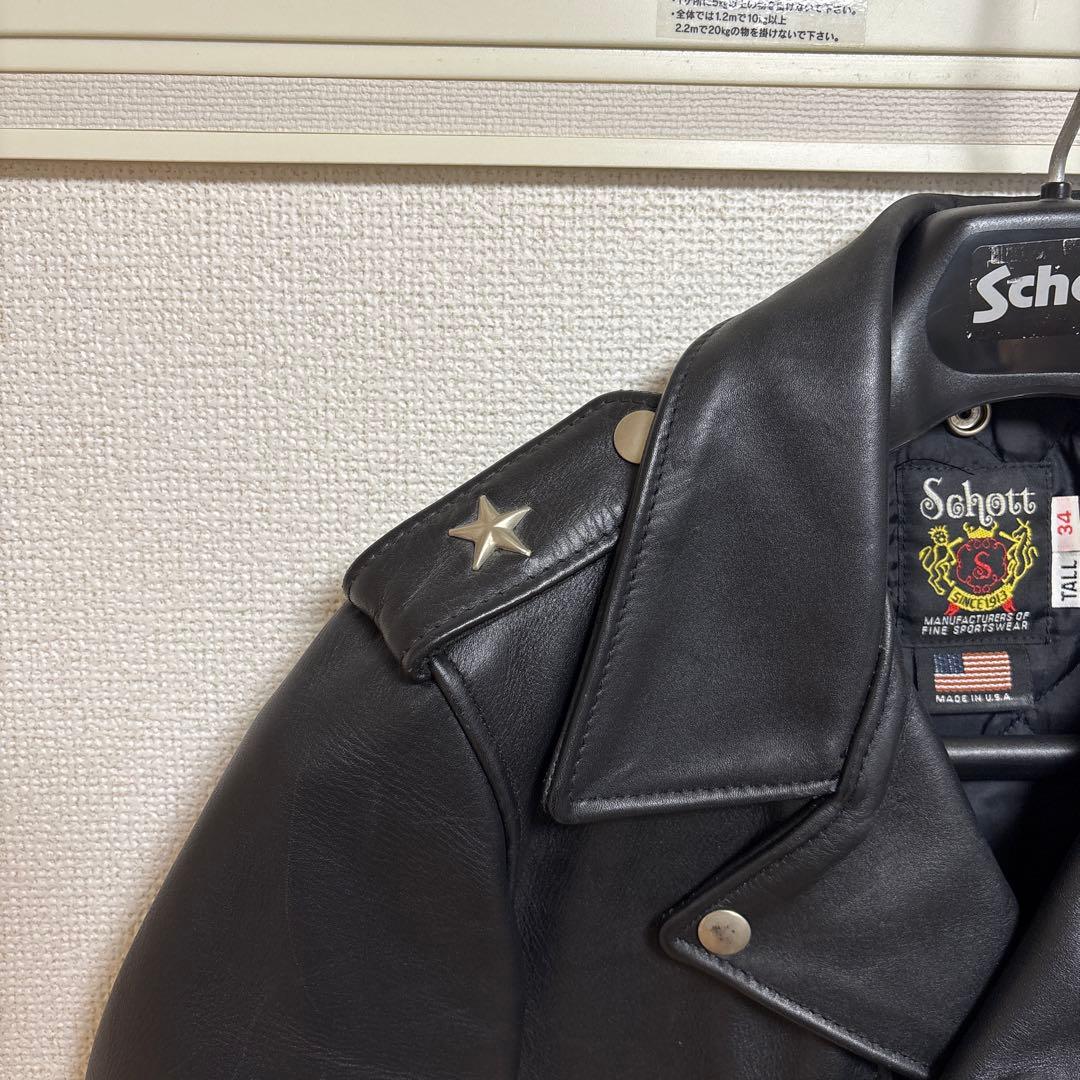 Schott ダブルライダースジャケット ブラック 34 TALL