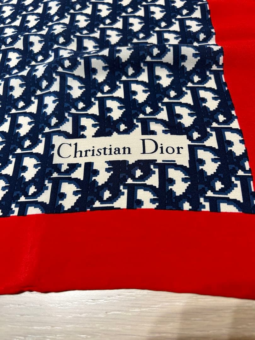 Christian Dior シルクバンダナ ネイビー/レッド