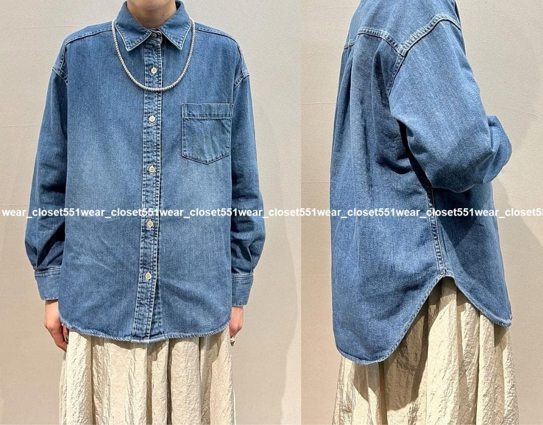 2024 美品ジャーナルスタンダードレサージュ☆8oz デニムシャツ F ブルー