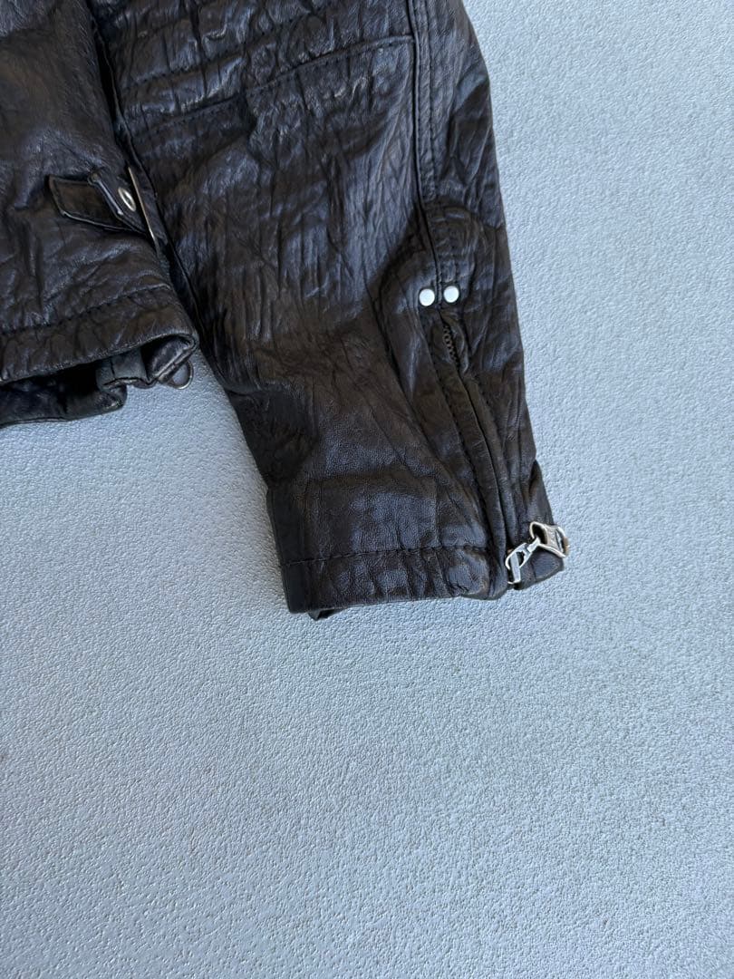 ジャケット・アウター ARMANI JEANS washed leather jacket black