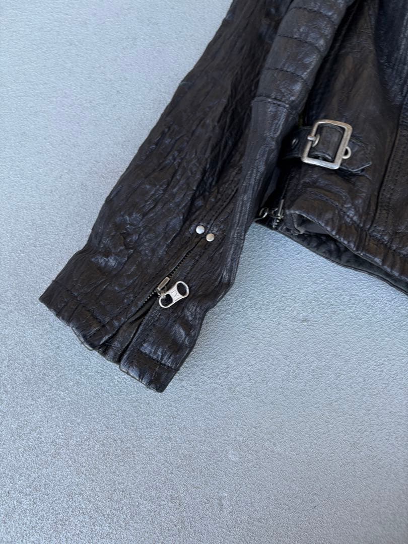 ジャケット・アウター ARMANI JEANS washed leather jacket black