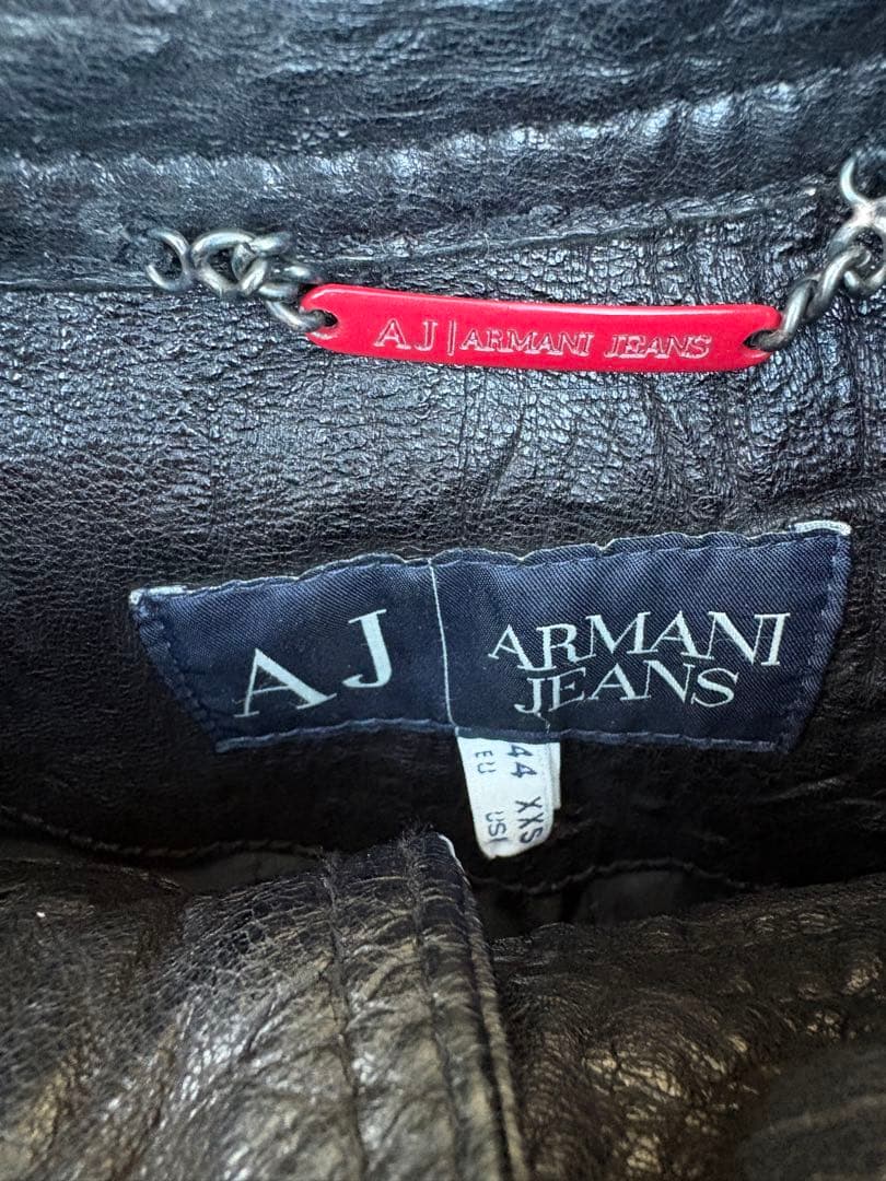 ジャケット・アウター ARMANI JEANS washed leather jacket black