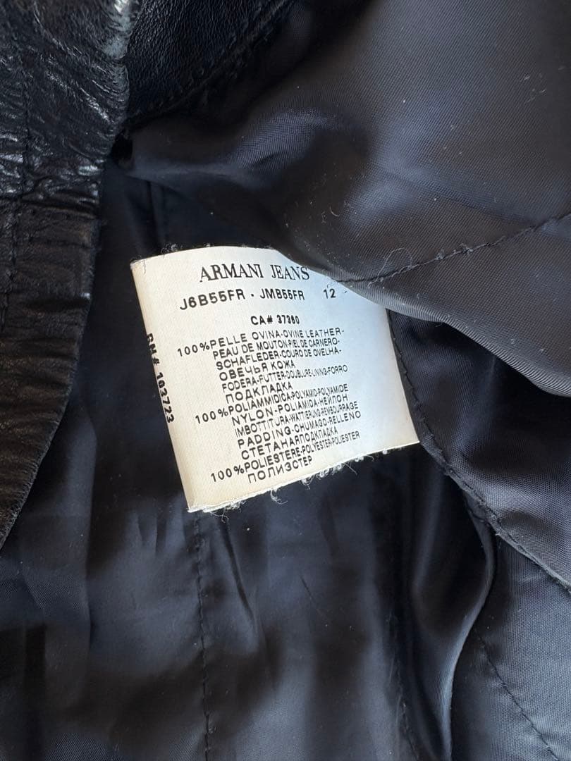ジャケット・アウター ARMANI JEANS washed leather jacket black