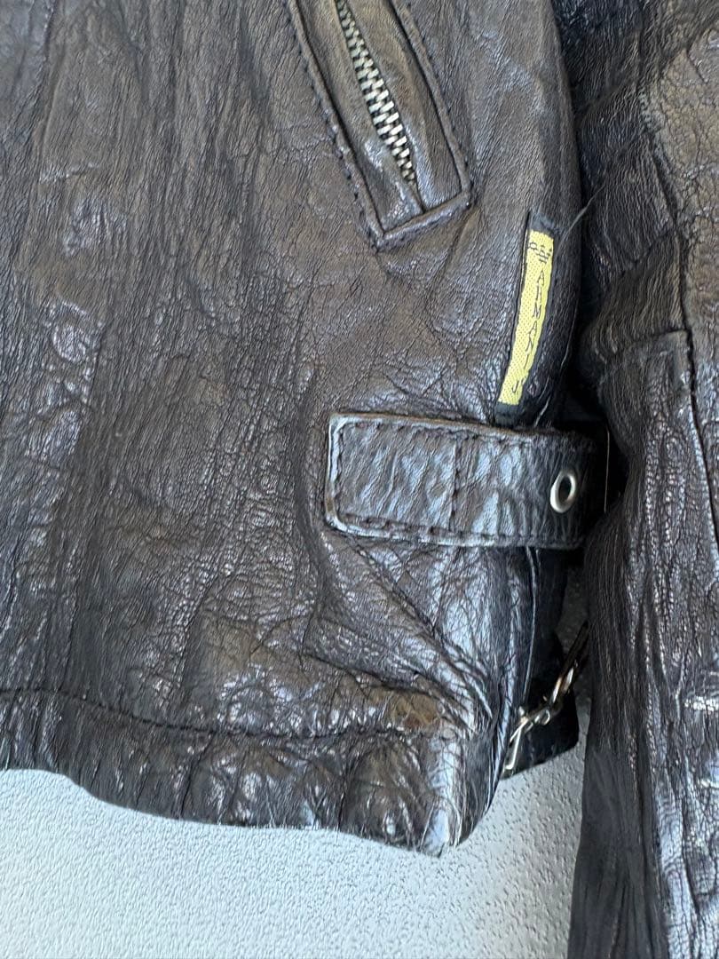 ジャケット・アウター ARMANI JEANS washed leather jacket black
