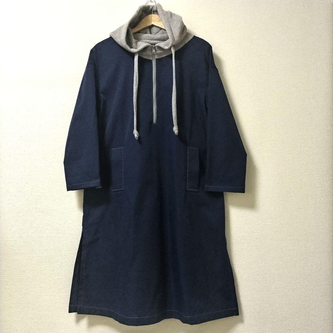 CRESCENT　パーヌ　ワンピース　フーデッド　異素材