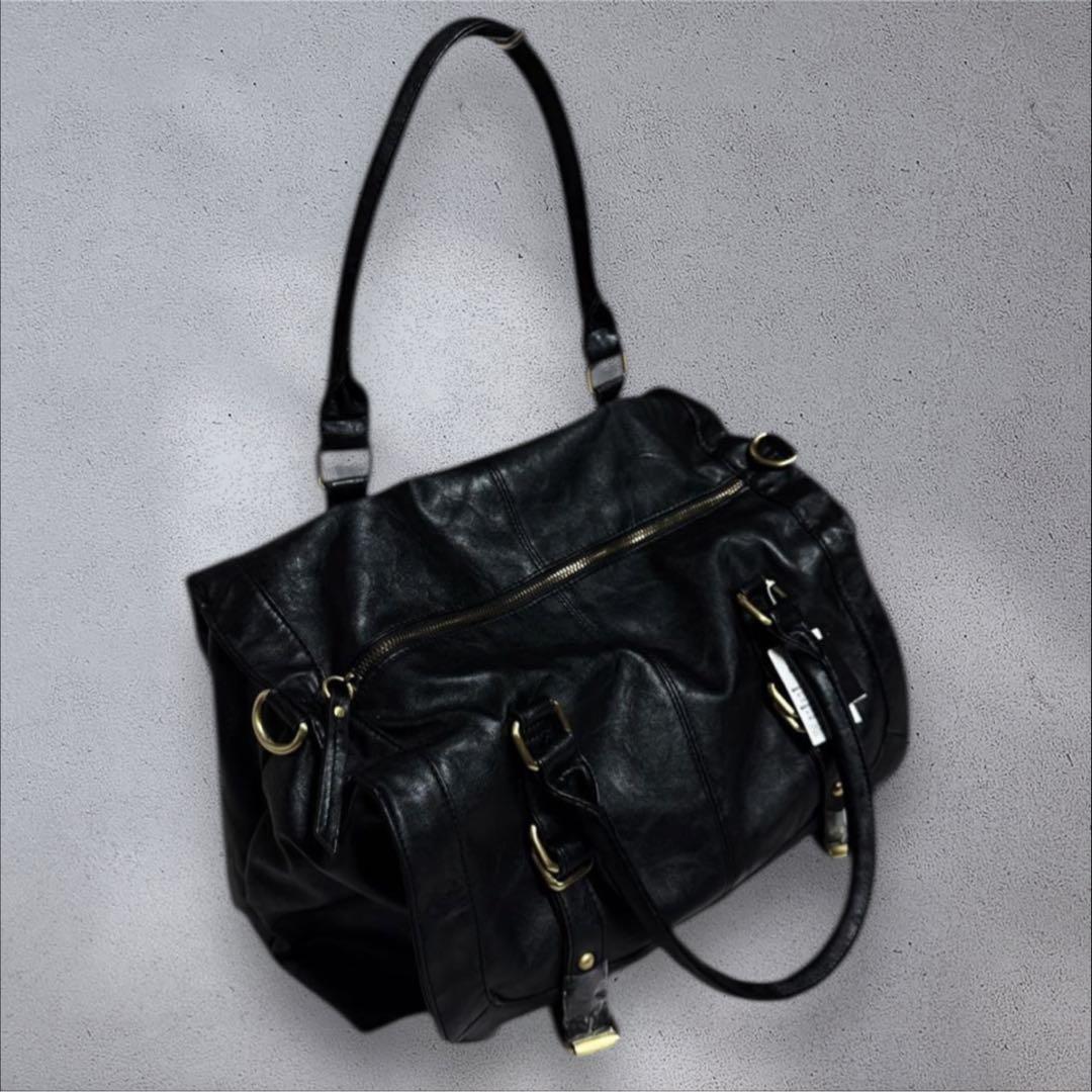 バッグ y2k archive 2way leather Bostonbag black