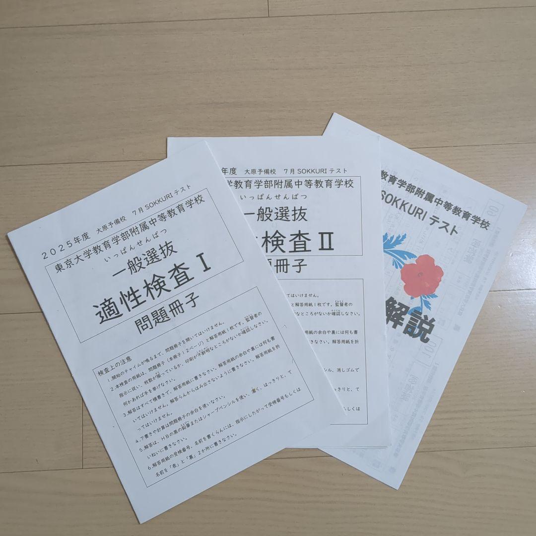 とらさん　6点おまとめ東京大学附属中学　大原予備校　実力判定テスト