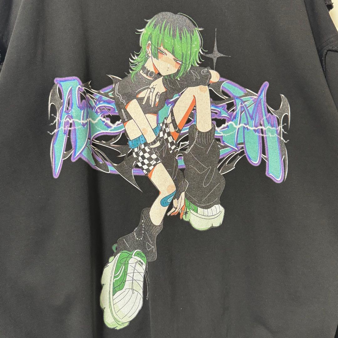 REFLEM かいばしら コラボ ジップアップパーカー ダメージ加工 フーディー