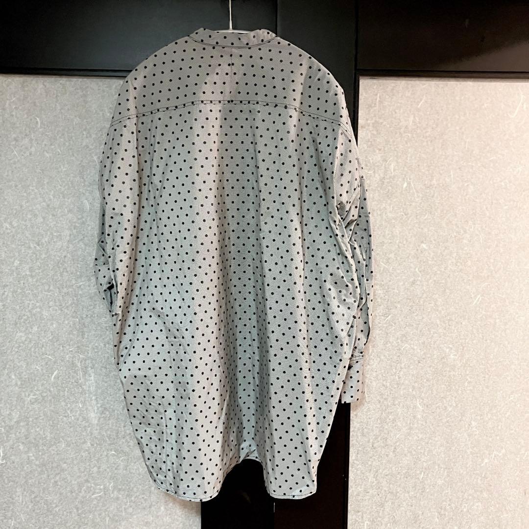 【美品】マチャットドットスタンドカラーシャツグレーブラウスオーバーサイズ