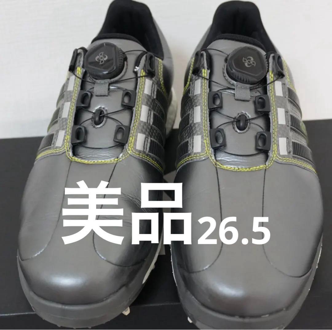 【美品】アディダス 26.5 Q44970 BOA シルバー　ゴルフシューズ