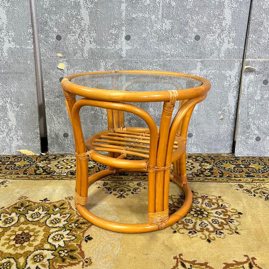 ꧁籐家具꧂ラタン ハイバックチェア2脚&コーヒーテーブルセット 籐素材 机 椅子