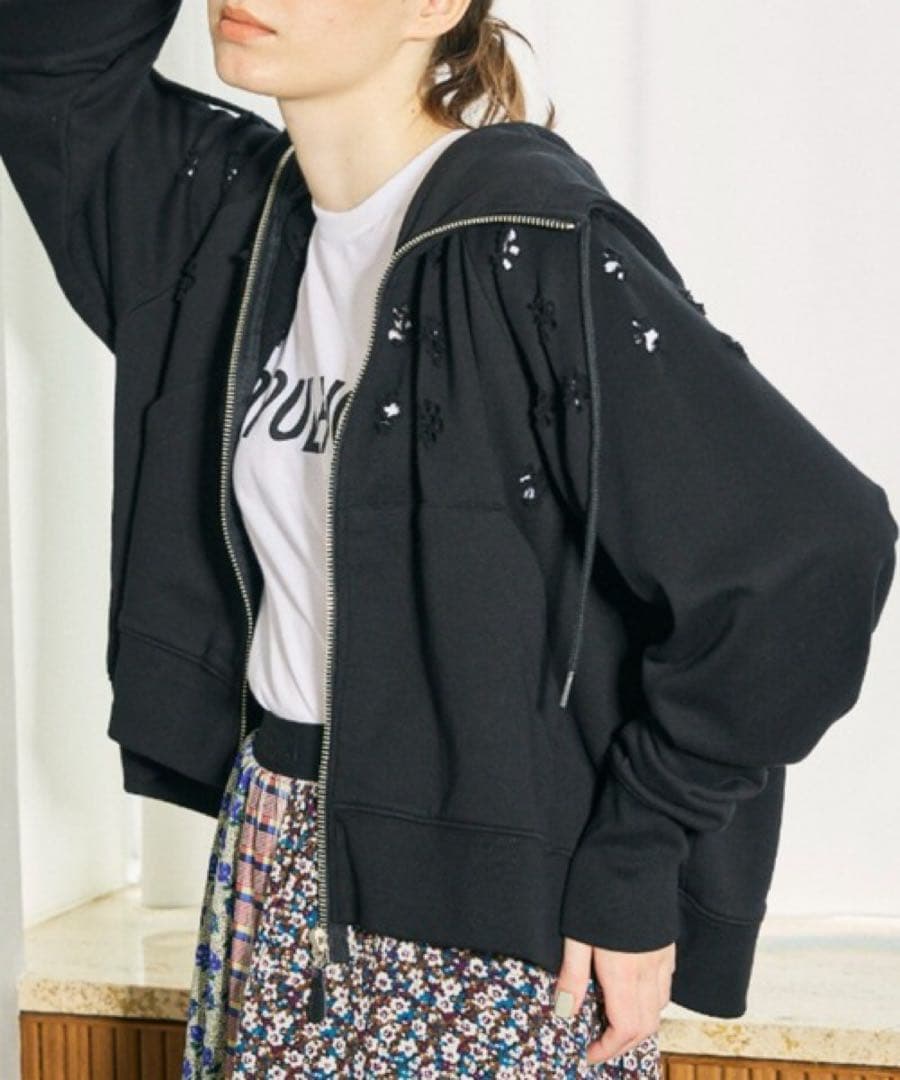 OPULENCE 裏毛ジップアップフーディー BLK