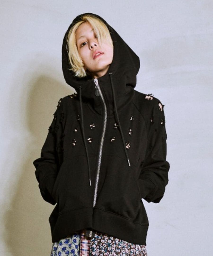 OPULENCE 裏毛ジップアップフーディー BLK