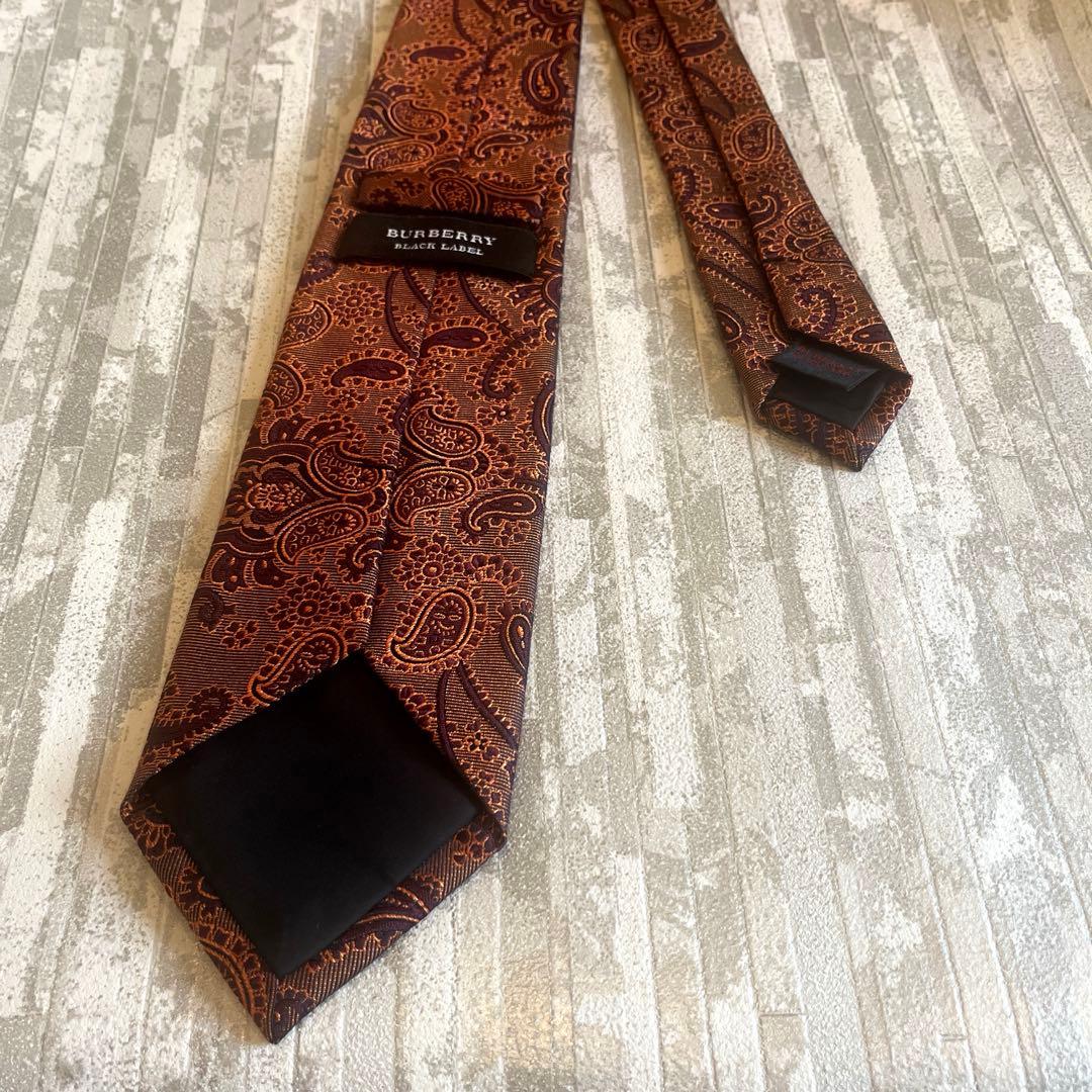 【極美品】BURBERRY ペイズリー柄 ネクタイ　ブラウン