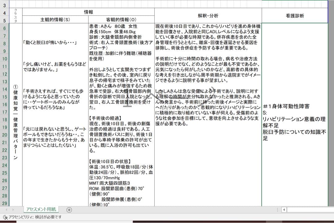 専用 看護計画 看護実習 看護学生 看護学校 実習記録 国試 アセスメント 資料