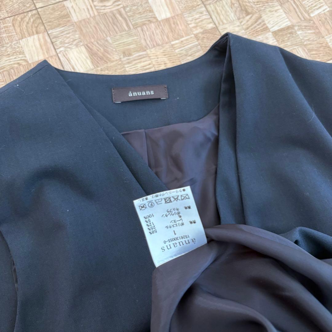 新品 アニュアンス レイヤード ジレ ワンピース ネイビー