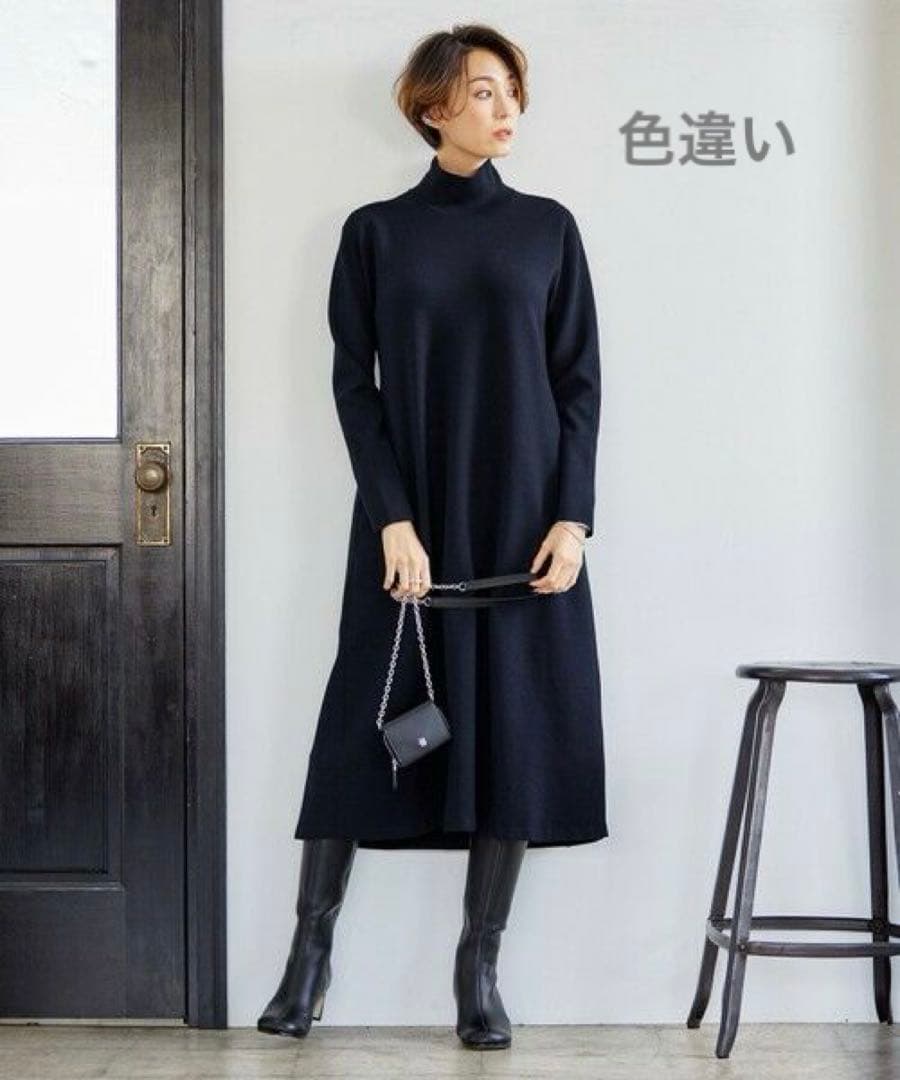 完売　ICB S ウールブレンドスムース フレアニットワンピース　¥29,920