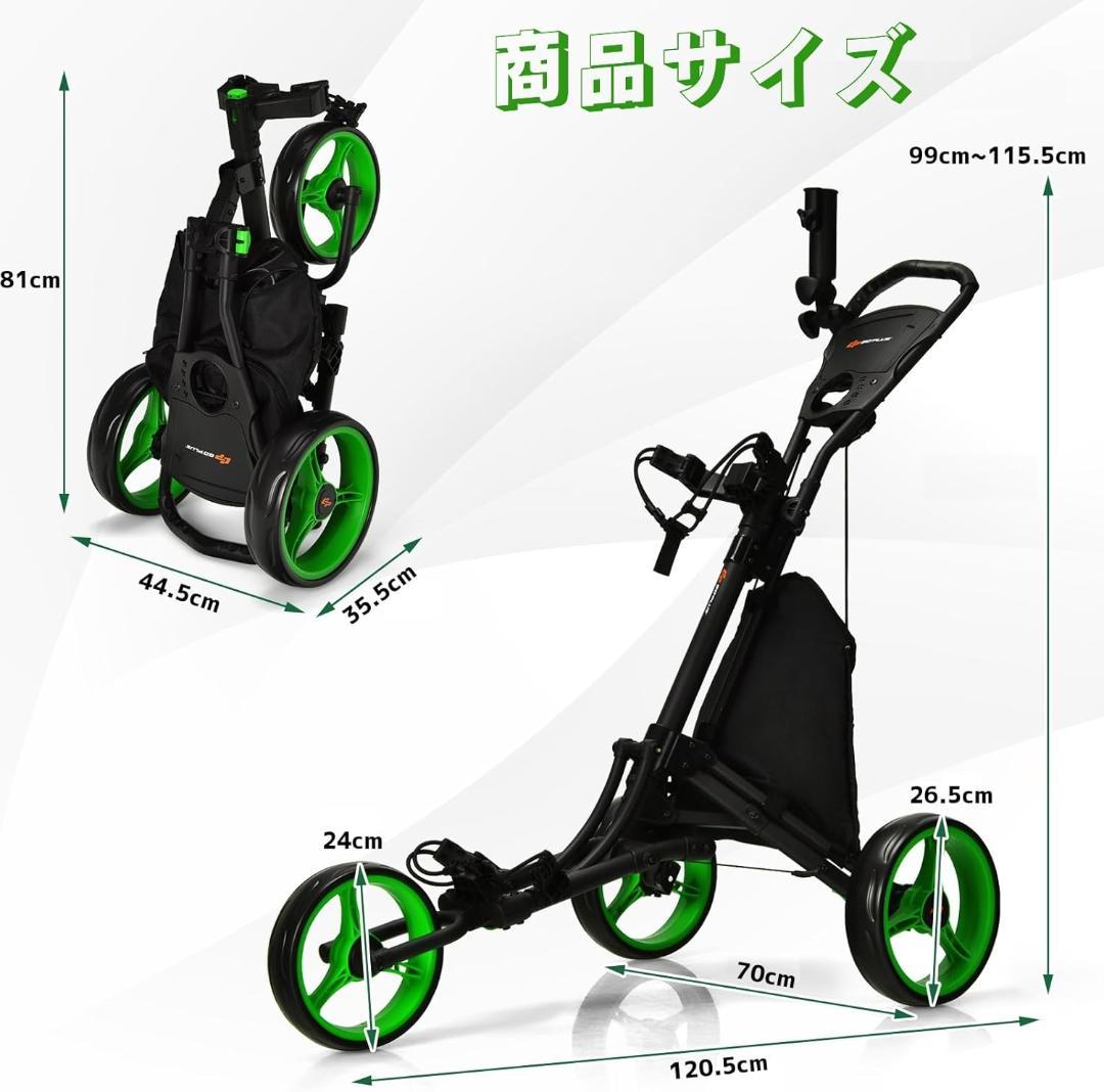 Goplus ゴルフバッグキャリーカート 折りたたみ式 ゴルフプッシュカート