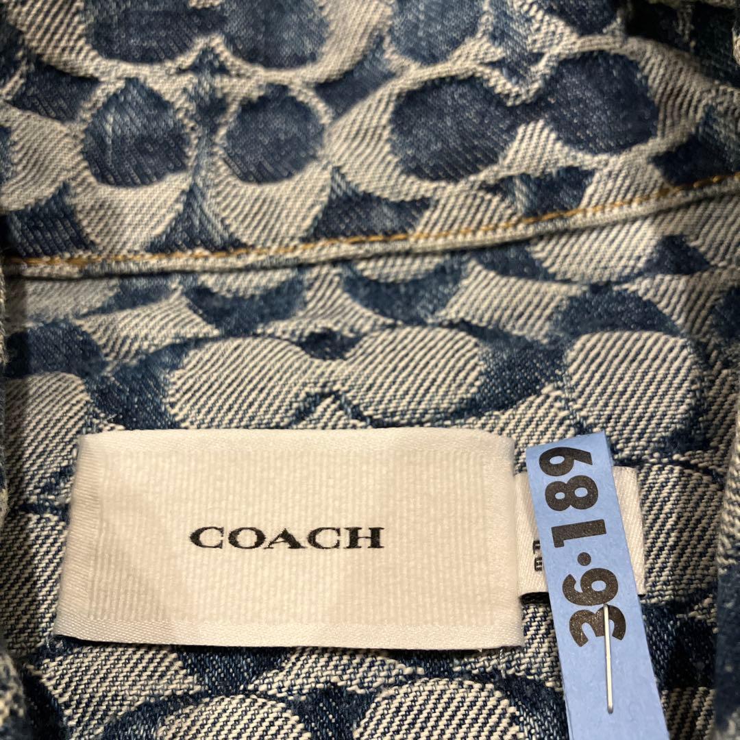 美品✨COACH シグネチャー 総柄 デニムジャケット 金ボタン　L 男女兼用