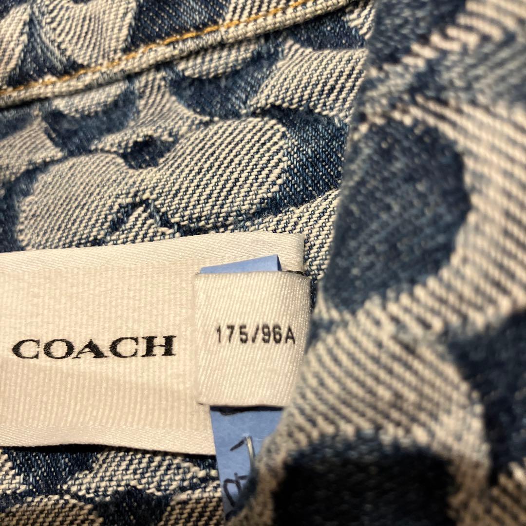 美品✨COACH シグネチャー 総柄 デニムジャケット 金ボタン　L 男女兼用