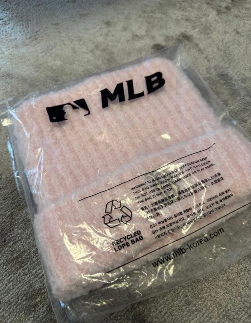 aespa KARINA着用MLB ビーニー　ニット帽　猫耳　韓国　PINK