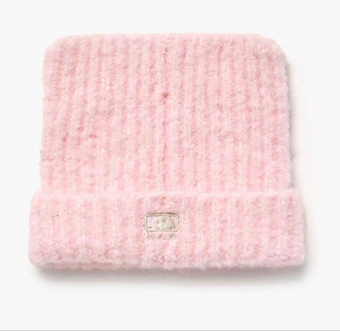 aespa KARINA着用MLB ビーニー　ニット帽　猫耳　韓国　PINK