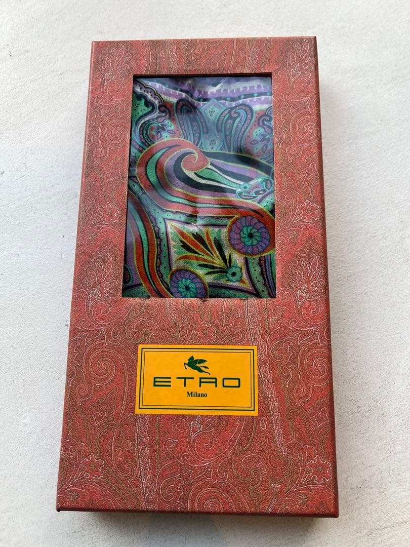 【新品未使用】ETRO ペイズリー柄 シルク100% スカーフ