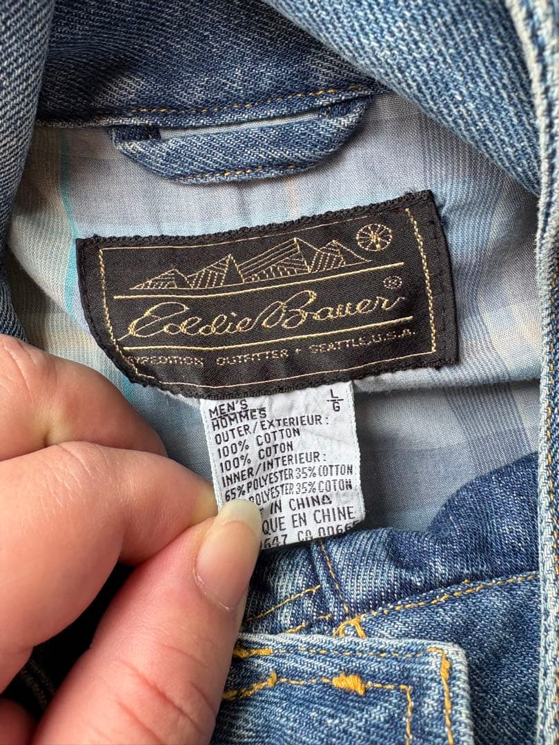 Eddie Bauer 黒タグ デニムバリントンジャケットG9 80s 90s