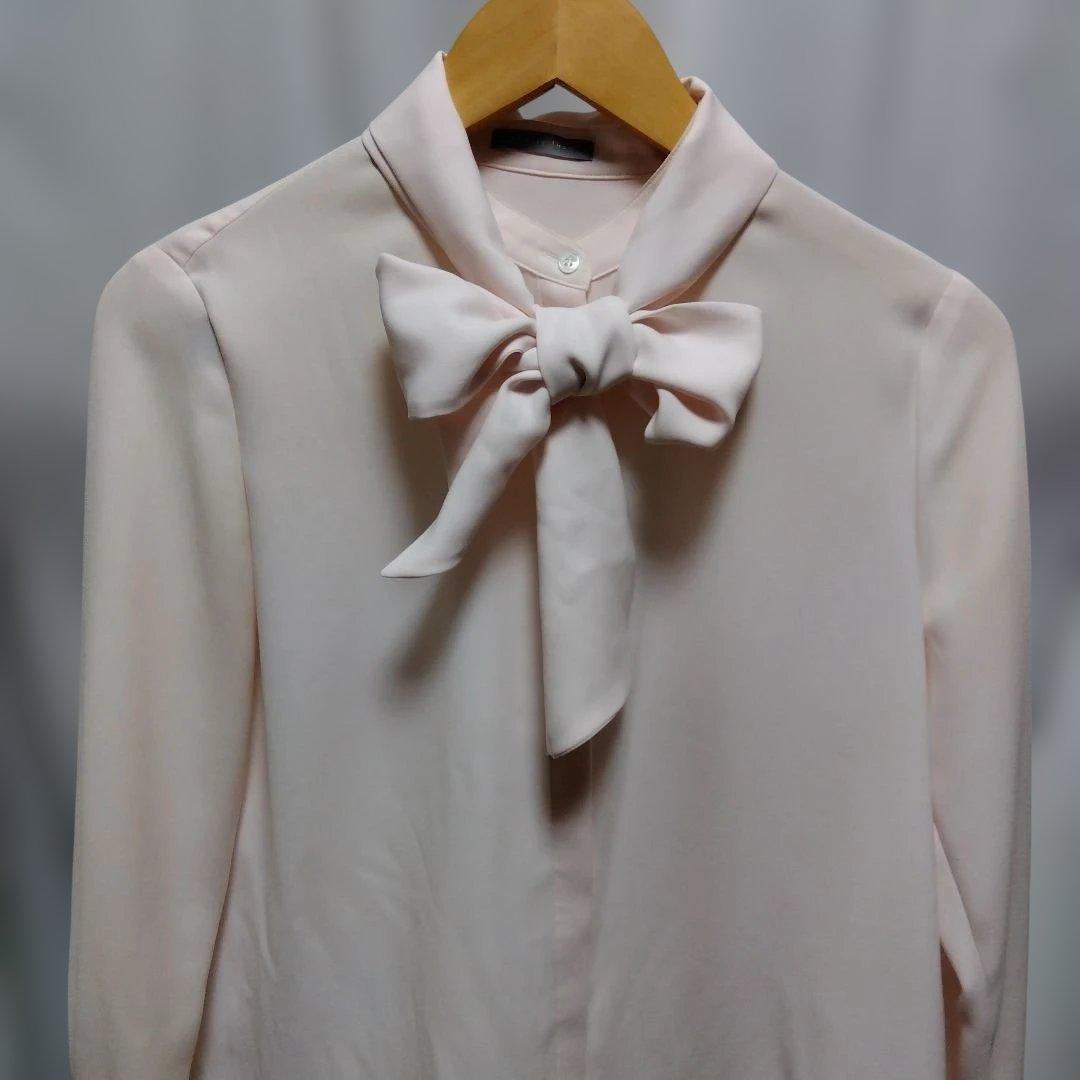 theory luxe ピンク ボウタイ長袖ブラウス