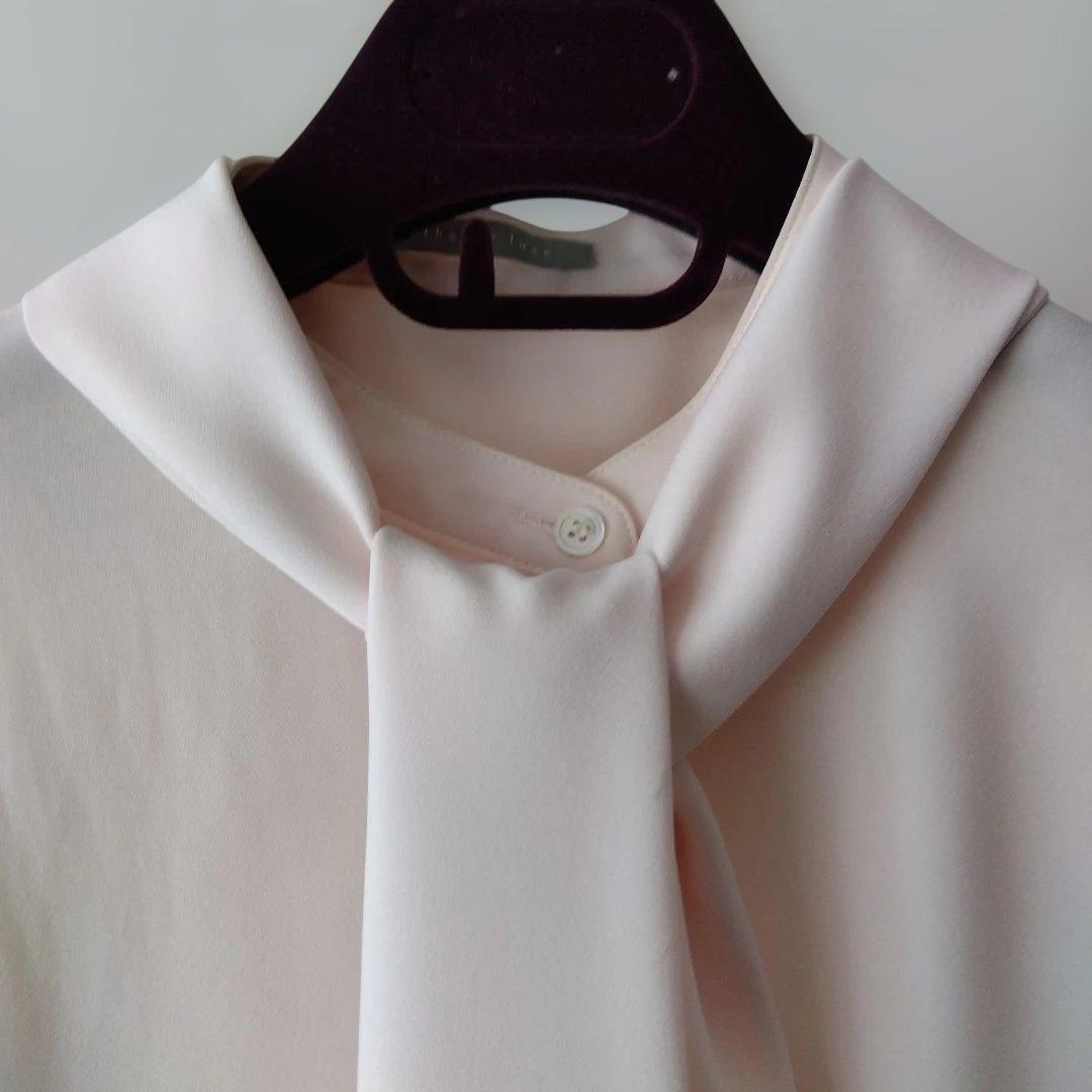 theory luxe ピンク ボウタイ長袖ブラウス