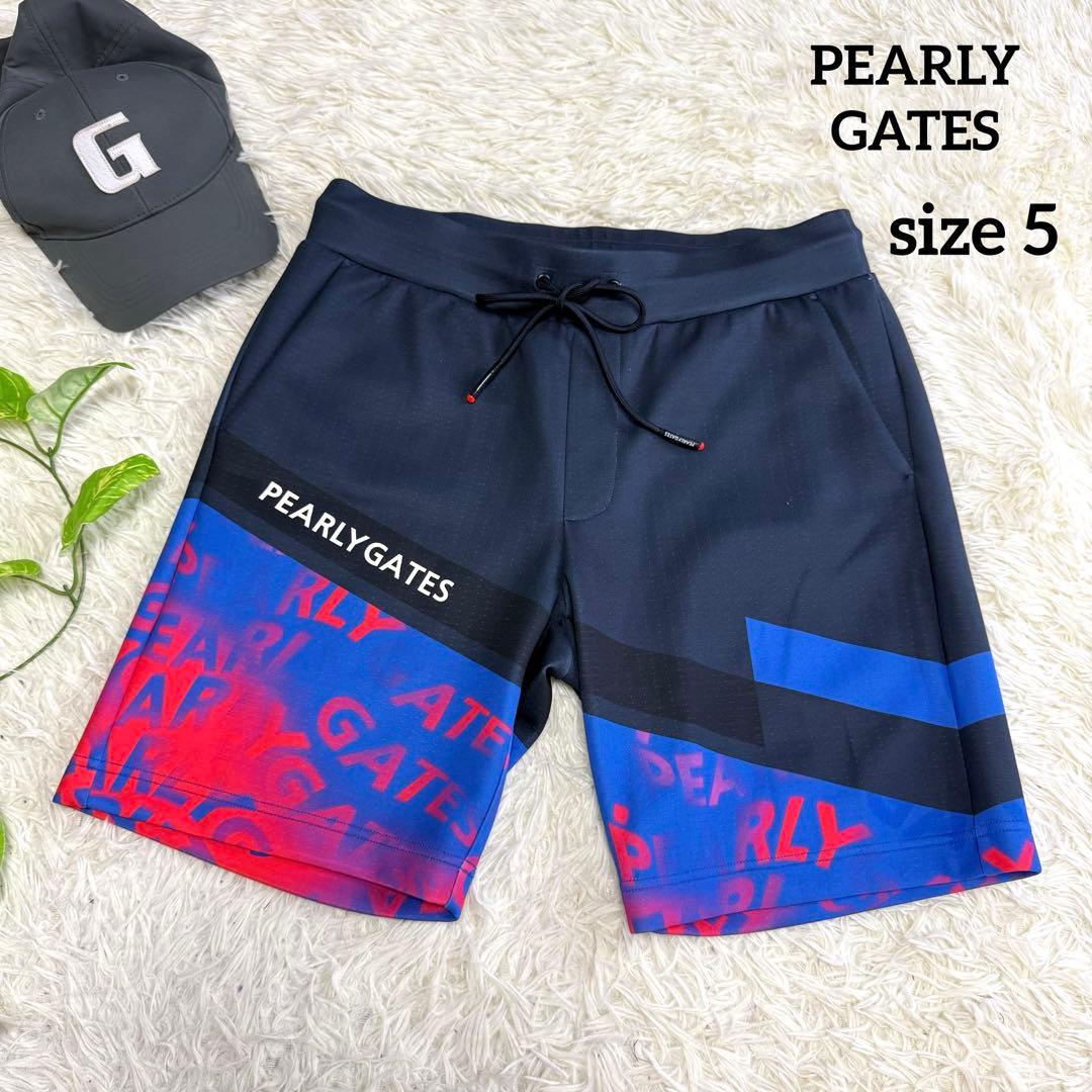 【パーリーゲイツ】極美品 ハーフパンツ 2024 5サイズ メンズ ネイビー