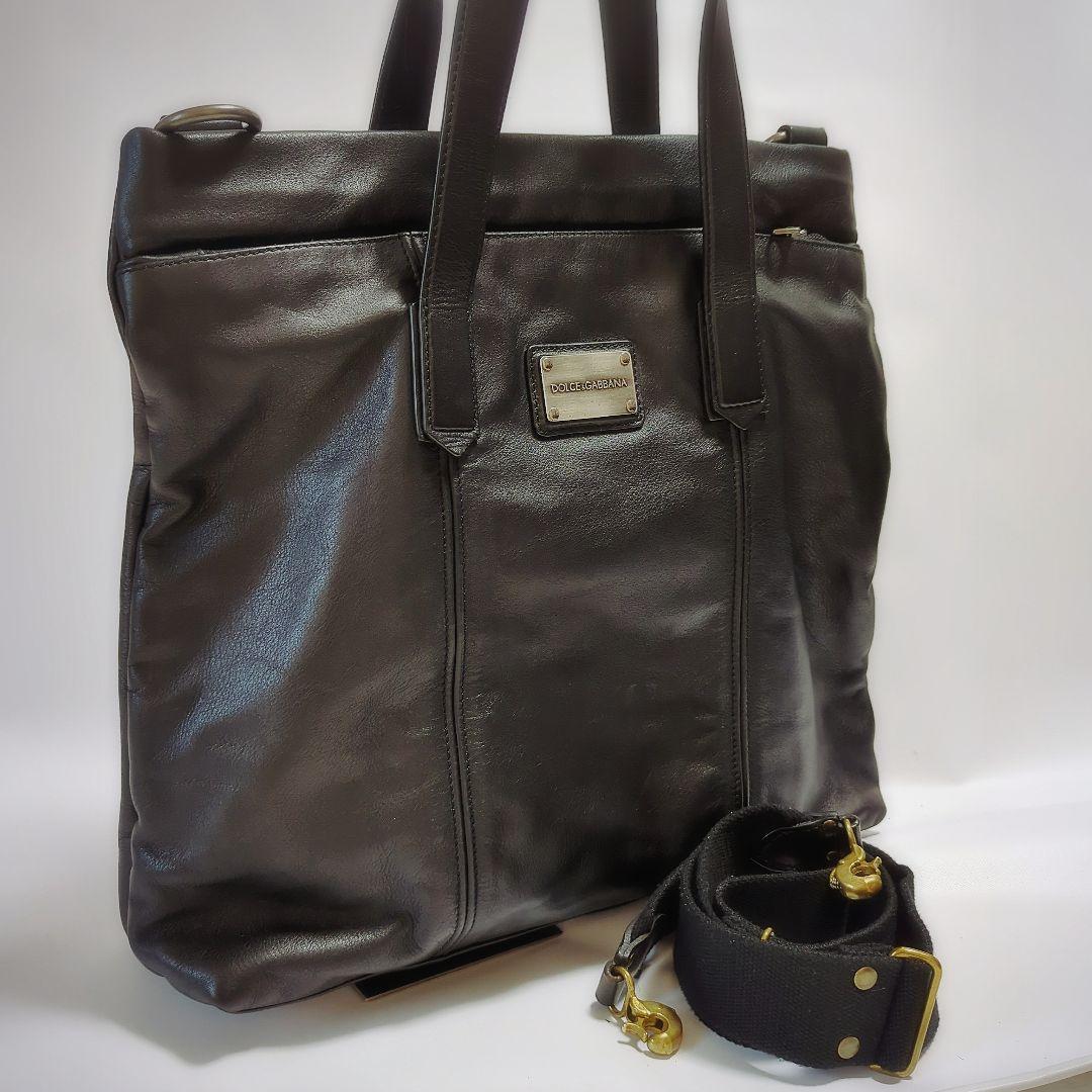美品　ドルチェ&ガッバーナ　本革レザー　2wayトートバッグ ブラック