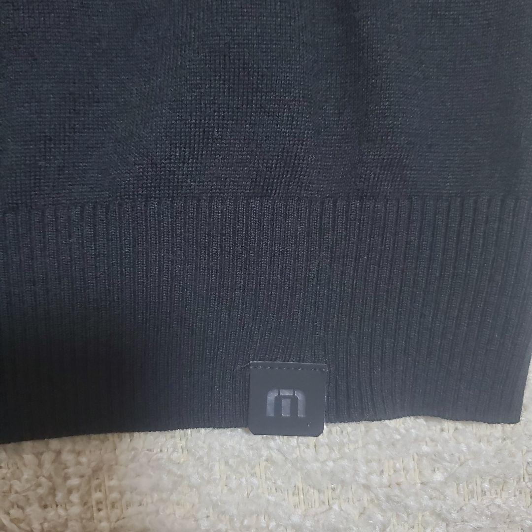 【美品】travisMathew　薄手ニット　ブラック　XL　ストライプ　タイト