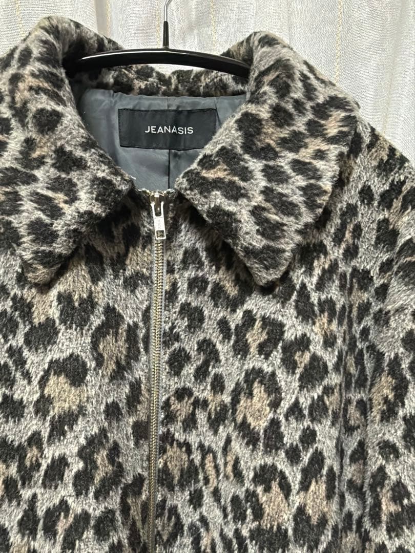 JEANASIS シャギーZIPミドルコート レオパード