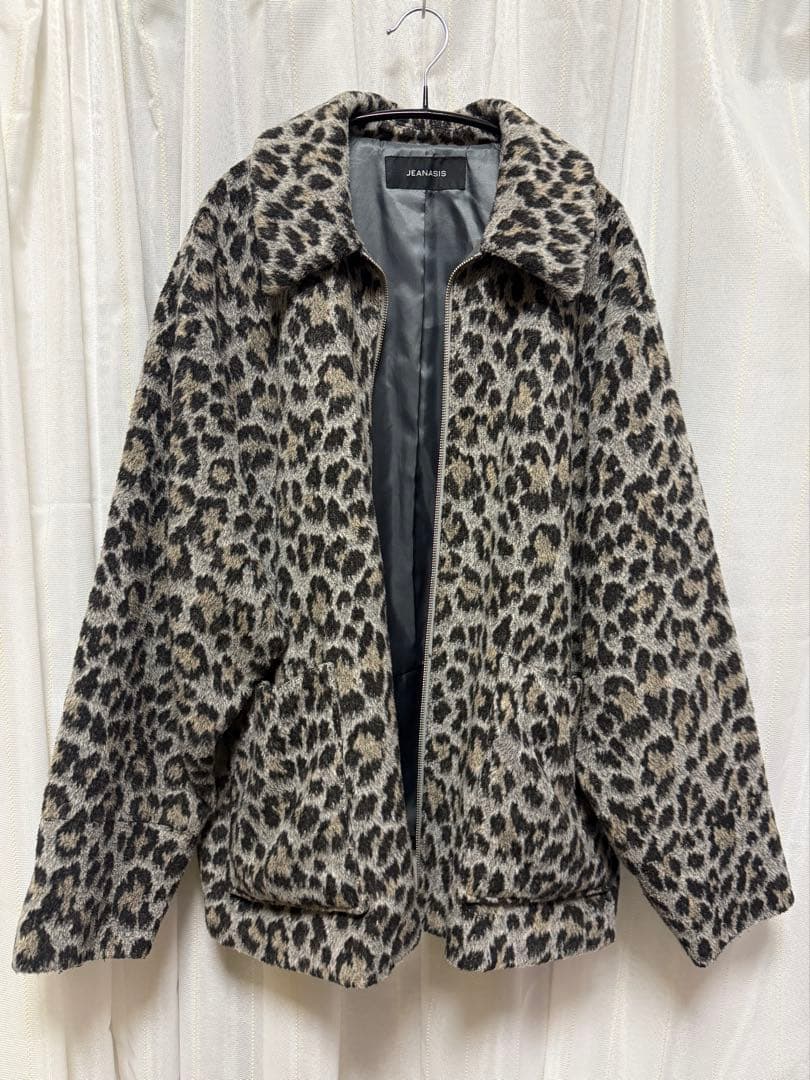 JEANASIS シャギーZIPミドルコート レオパード