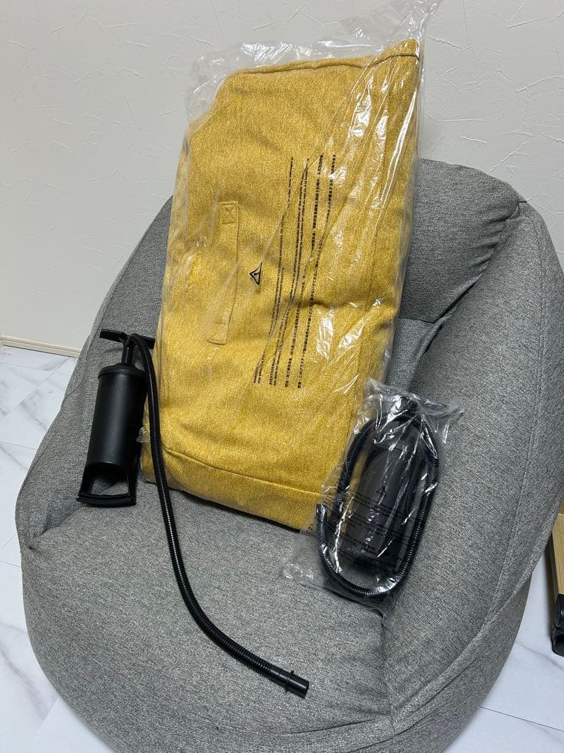 新品未使用，未開封❗️無印良品　空気でできたソファ　グレー&からし色　空気入れ付き