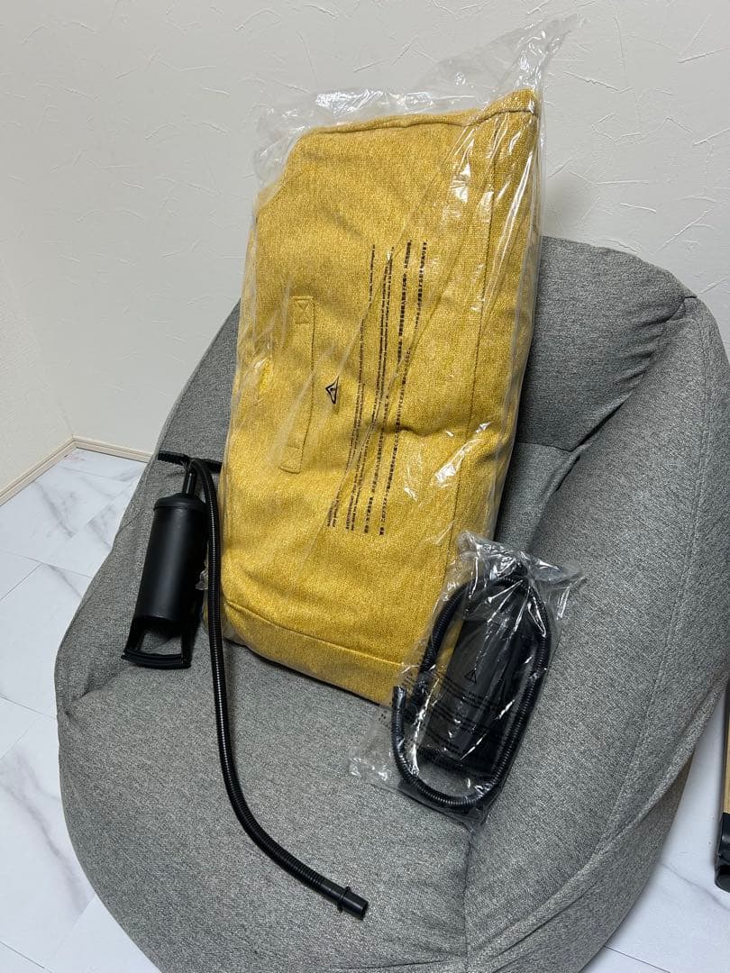 新品未使用，未開封❗️無印良品　空気でできたソファ　グレー&からし色　空気入れ付き