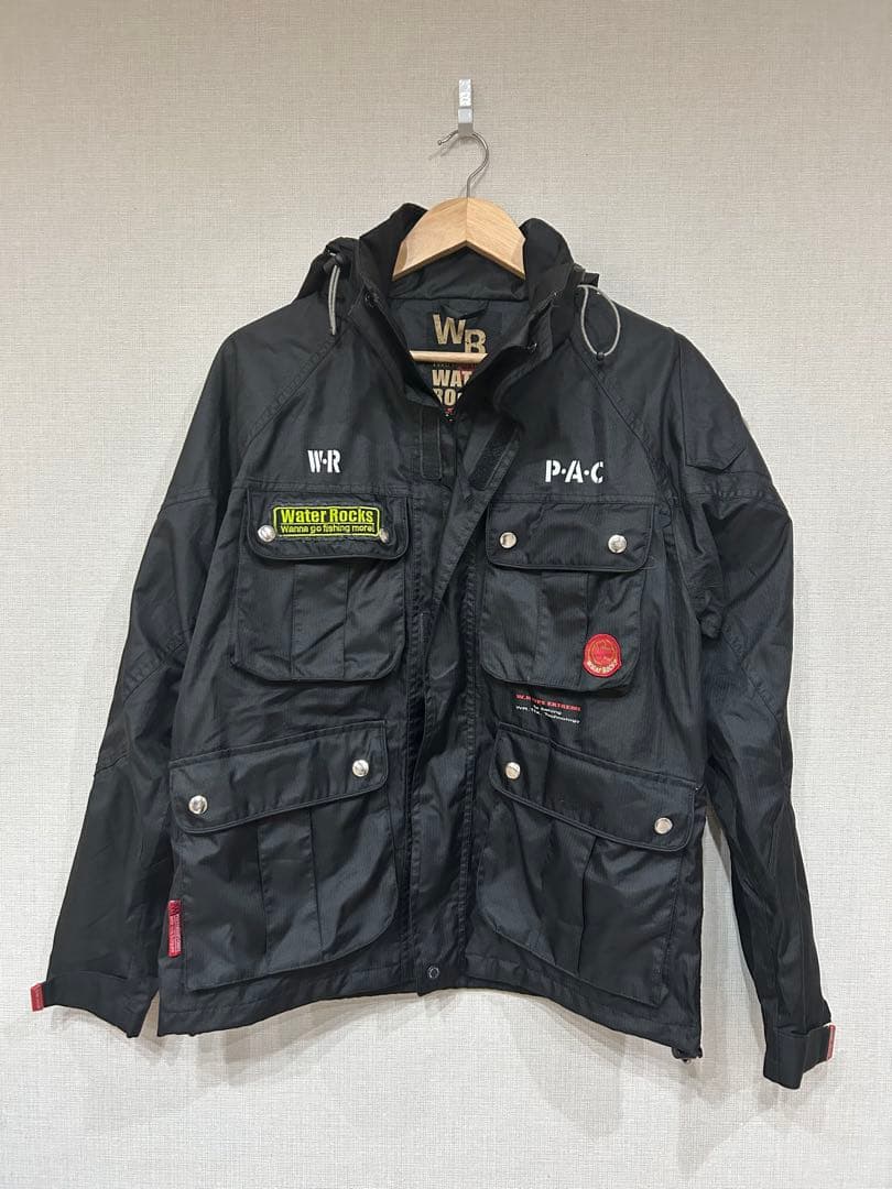 WATER ROCKS 釣り フィッシングジャケット 黒 多機能ポケット