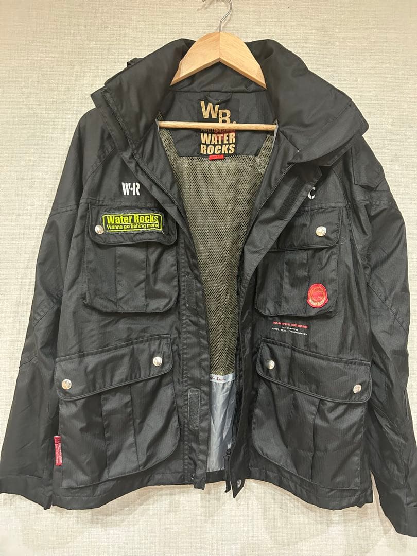 WATER ROCKS 釣り フィッシングジャケット 黒 多機能ポケット