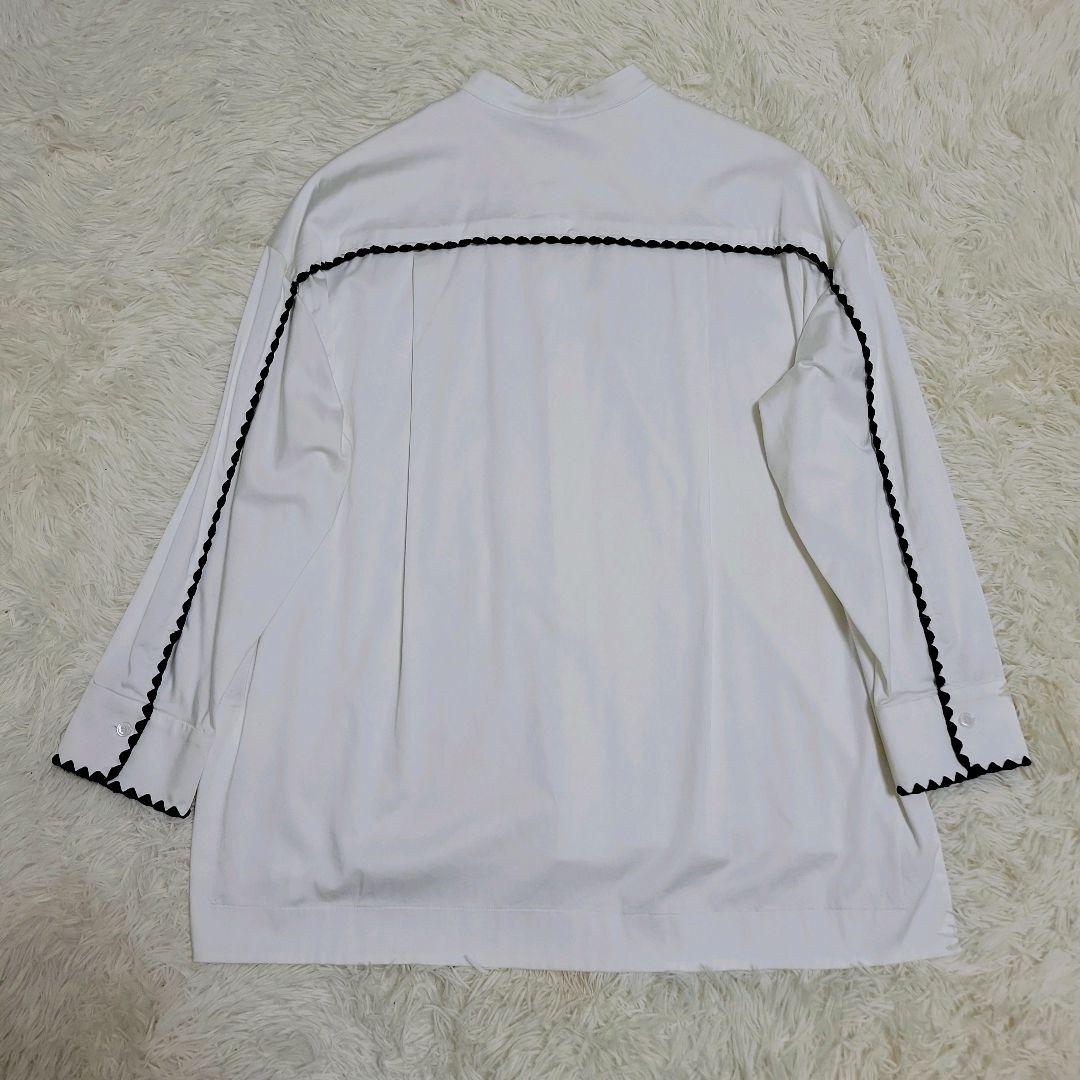 美品✨ yori ヨリ ハマグリ刺繍ブラウス バンドカラー 長袖 38