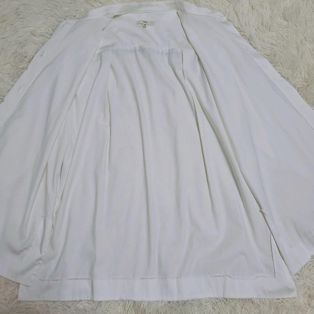 美品✨ yori ヨリ ハマグリ刺繍ブラウス バンドカラー 長袖 38