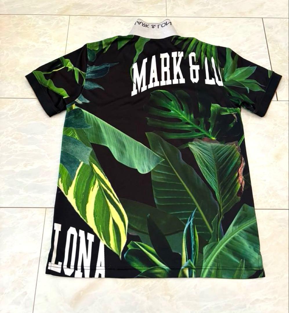 美品 MARK&LONA 半袖ポロシャツ　M ボタニカル柄 ブラック