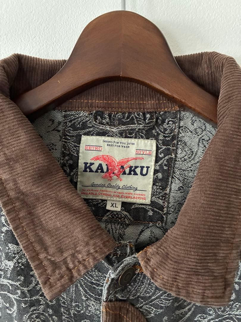 りょー3【美品】KARAKU コーデュロイ ペイズリー柄 デニムジャケット