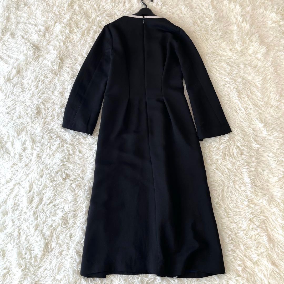 SHIPS✨卒園式　黒　25AW　ダブルクロス ウエストタックAラインワンピース