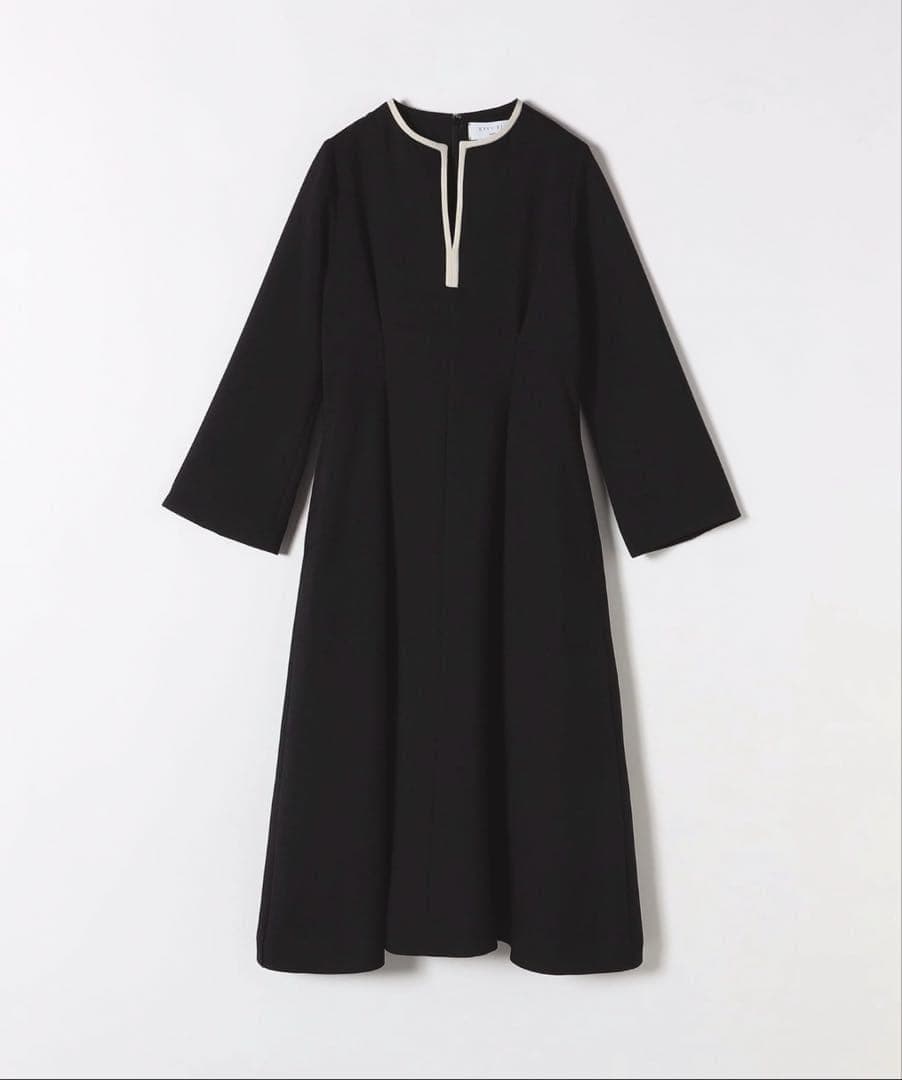 SHIPS✨卒園式　黒　25AW　ダブルクロス ウエストタックAラインワンピース